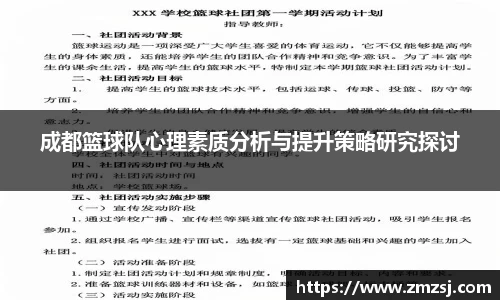 成都篮球队心理素质分析与提升策略研究探讨
