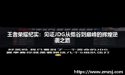 王者荣耀纪实：见证JDG从低谷到巅峰的辉煌逆袭之路